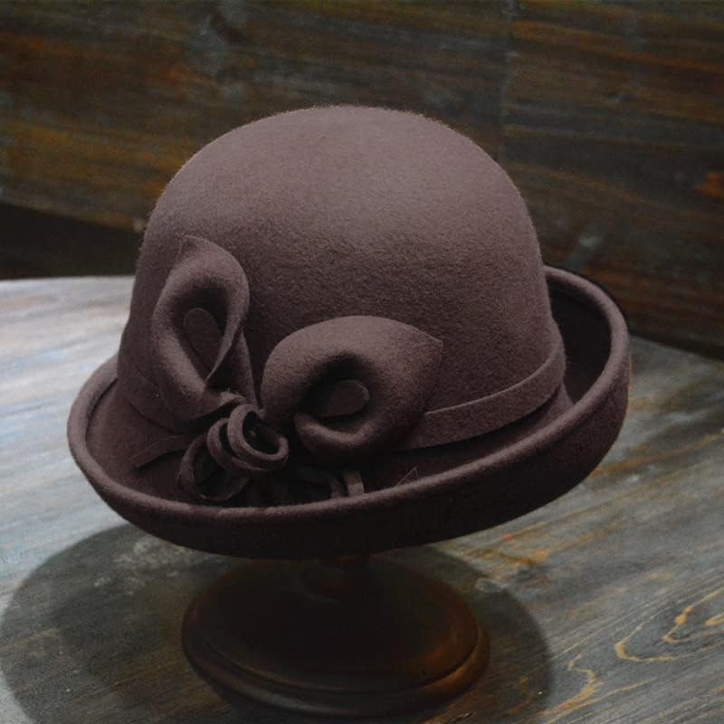 ORIDOOR Women Vintage Wool Felt Flowers Bucket Cloche Bowler Hat Church Wedding Dress Fascinator Hat Winter Felt Fedoras - Image 4